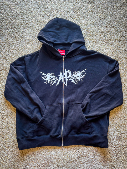 Always Pushing | Zip-Up Black Hoodie